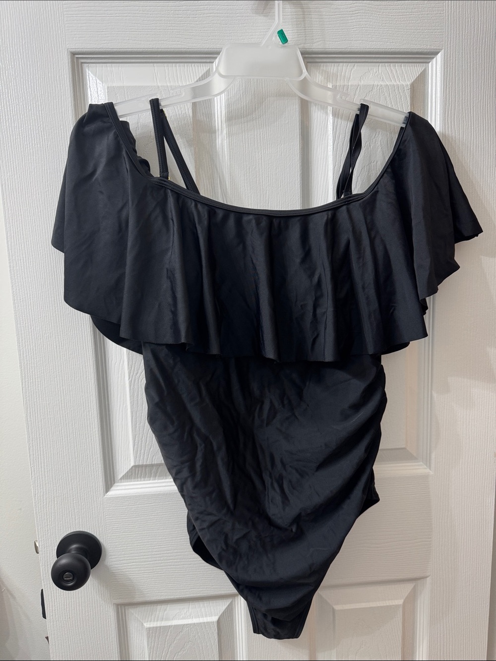 Pinkblush Maternity Black Off-Shoulder One-Piece Bathing Suit